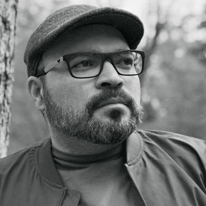 Rick Vega, black and white portrait